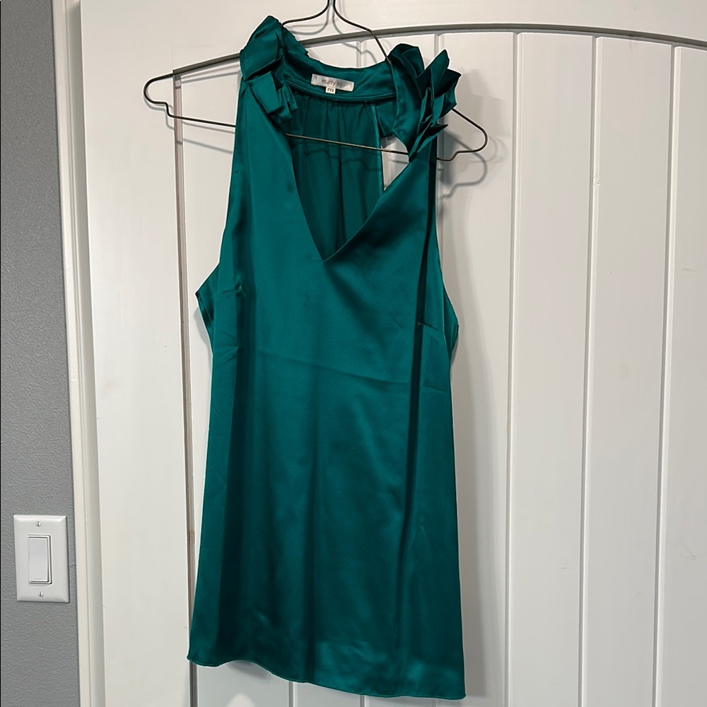 Teal Sleeveless Satin Top